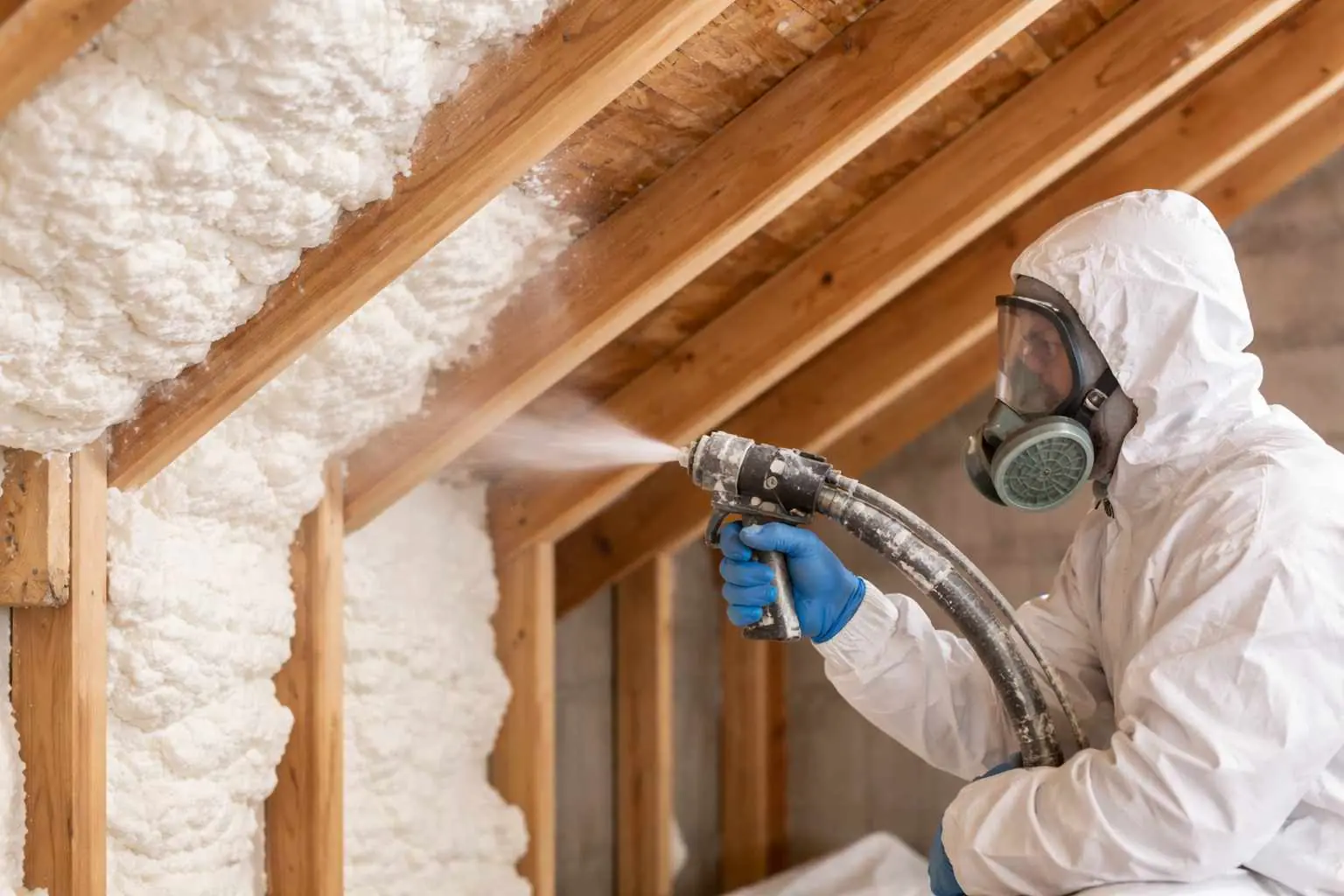 Spray polyurethane foam application