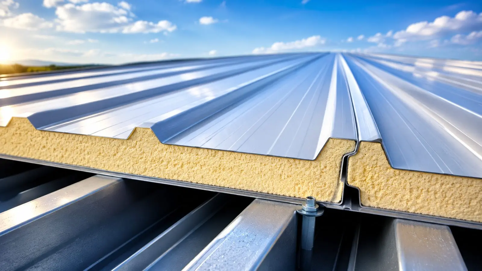 Sandwich panel filled with polyurethane